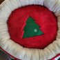 Christmas Tree Pet Plushy Dog Bed, Round Red, Extra "cushy" - 25" x 6"