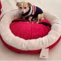 Christmas Tree Pet Plushy Dog Bed, Round Red, Extra "cushy" - 25" x 6"