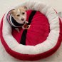 Christmas Tree Pet Plushy Dog Bed, Round Red, Extra "cushy" - 25" x 6"