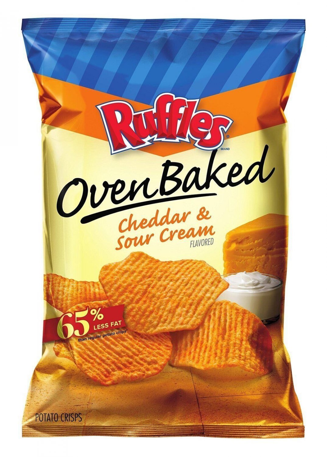 Baked Ruffles Oven Baked Potato Crisps, Cheddar and Sour Cream 6.25 Oz