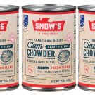 Snows New England CLAM CHOWDER 15oz Authentic READY TO SERVE (3 Cans)