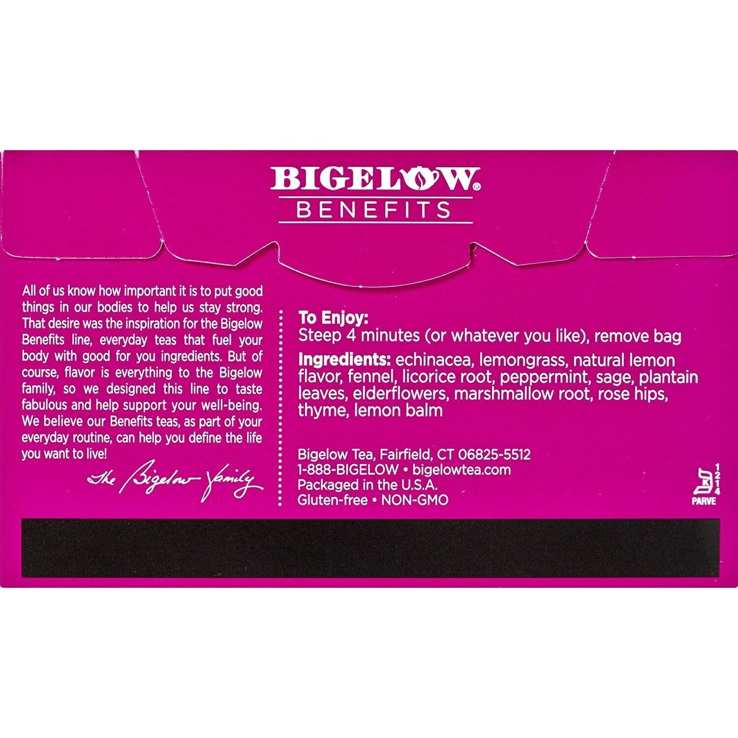 Bigelow Benefits STAY WELL Lemon & Echinacea Herbal Tea Caffeine Free