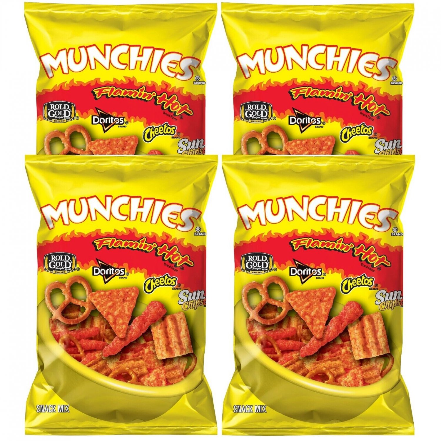 Munchies Flamin' Hot Snack Mix Doritos Cheetos Sun Chips Rold Gold 8oz ...