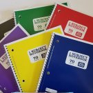 Spiral Notebook COLLEGE Ruled 1 subject Red+Yellow+Blue+Green+Purple 6 Pk