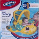 SwimWays Sun Canopy Baby Boat, Turtle - Inflatable Float 9-24 months