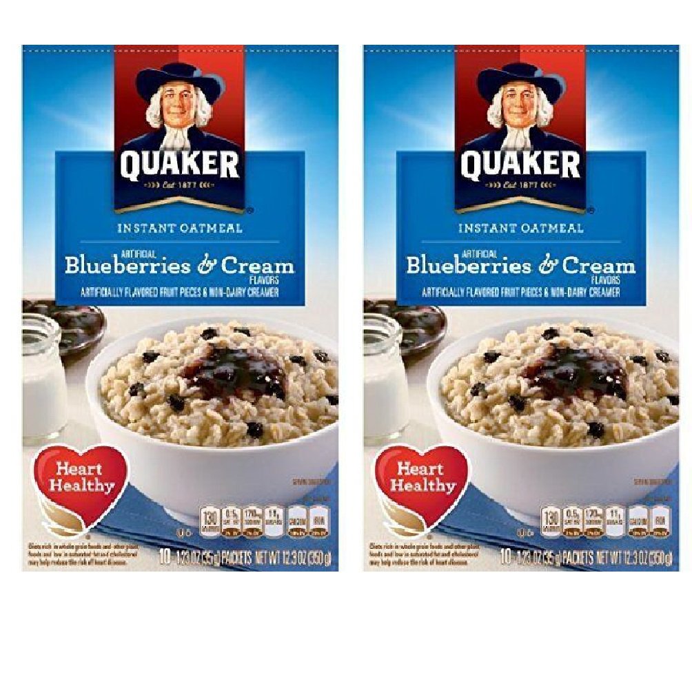 Quaker Instant Oatmeal Breakfast Cereal, Blueberries and Cream, 10.5