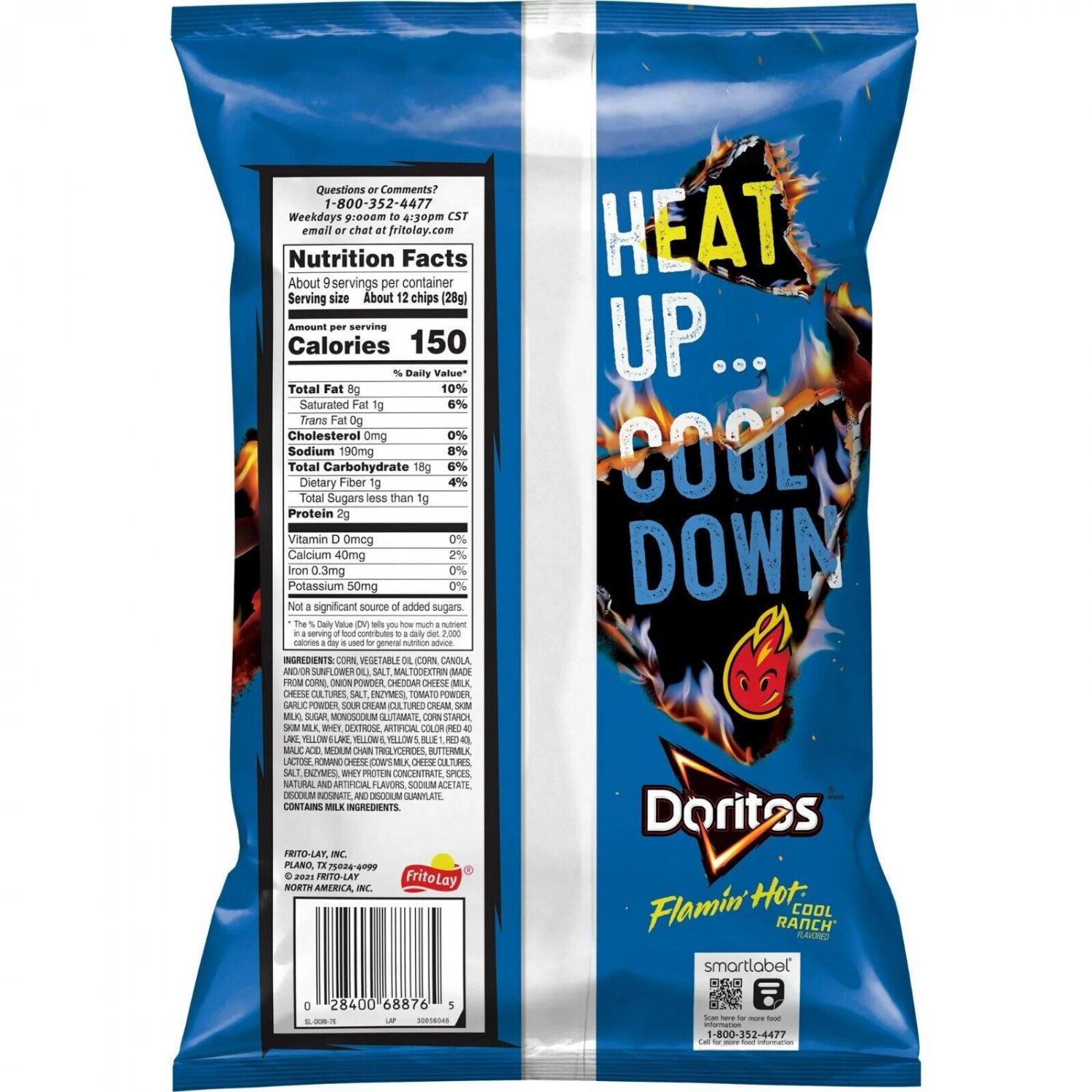 Doritos Flamin' Hot Cool Ranch Flavored Tortilla Chips 9.25 Oz. (1 Bag)