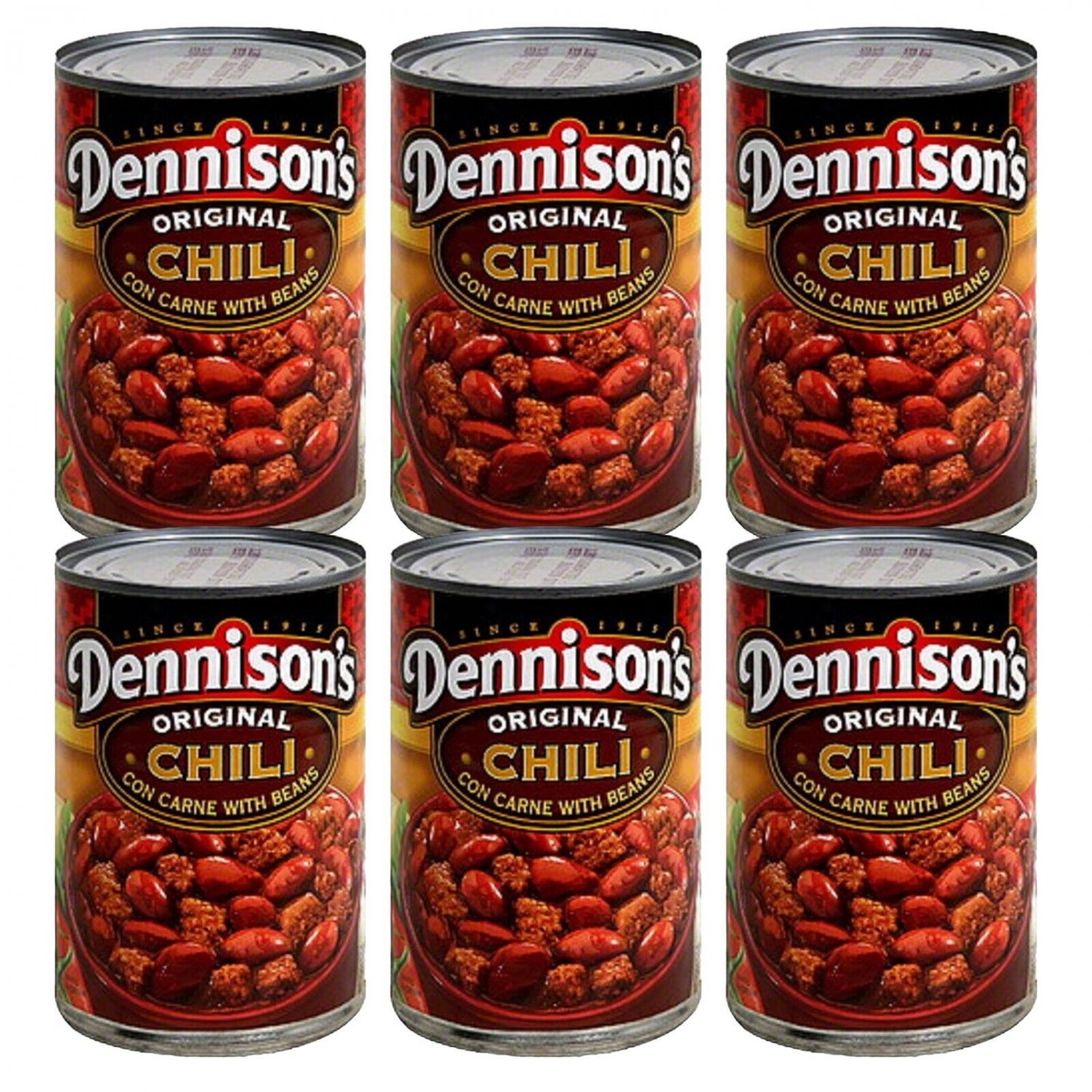 Dennison's ORIGINAL Chili Con Carne with Beans 15oz Can (Pack of 6)