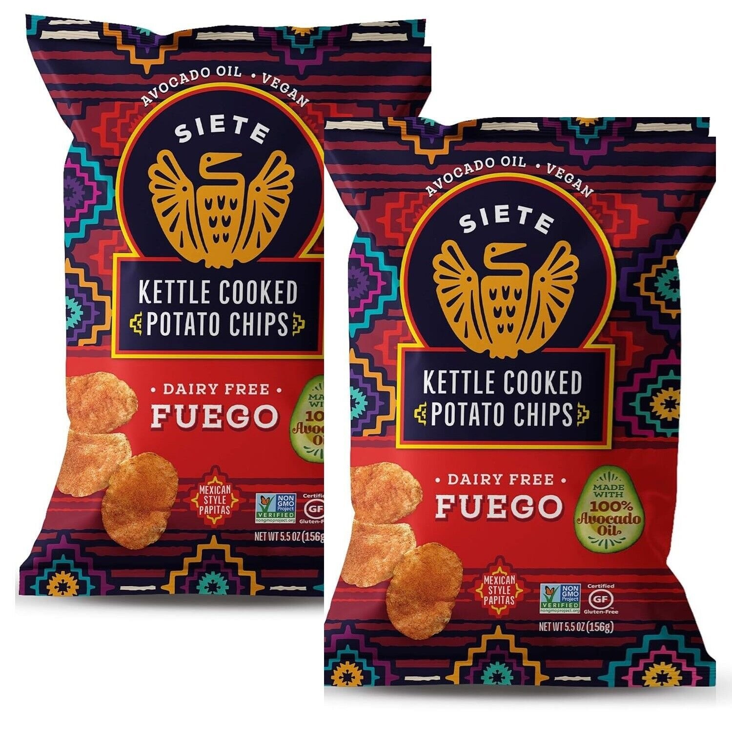 Siete Fuego Potato Chips Kettle Cooked Grain Free 2 Bags