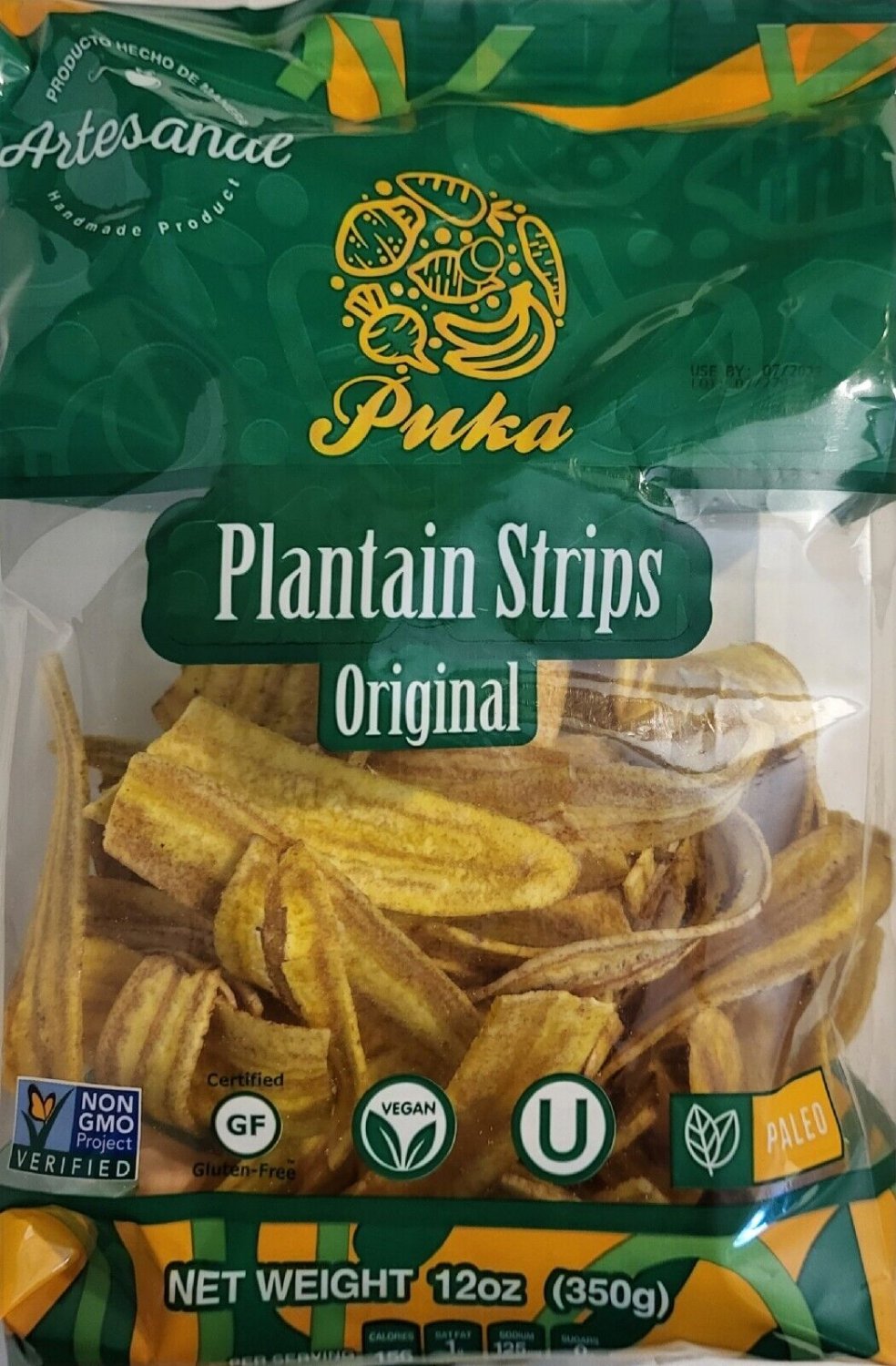 Puka PLANTAIN STRIPS 12 oz Artesanal 3 Ingredients (2 Bags) MAY 2024