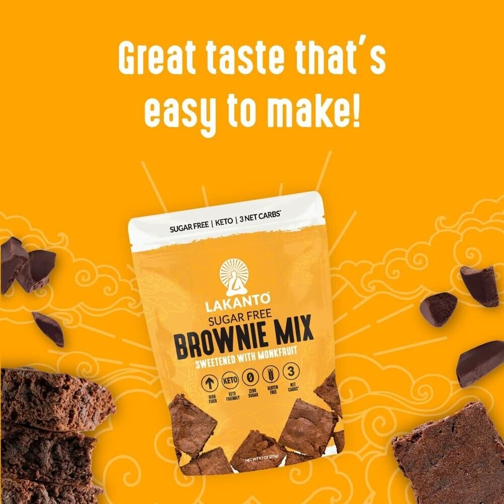 Lakanto Sugar Free BROWNIE MIX Monk Fruit Sweetener Keto 9.7Oz. 3 Bags