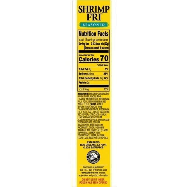 Zatarain's Kosher Seasoned Shrimp Fri 2-12 oz or 1-24 oz Box