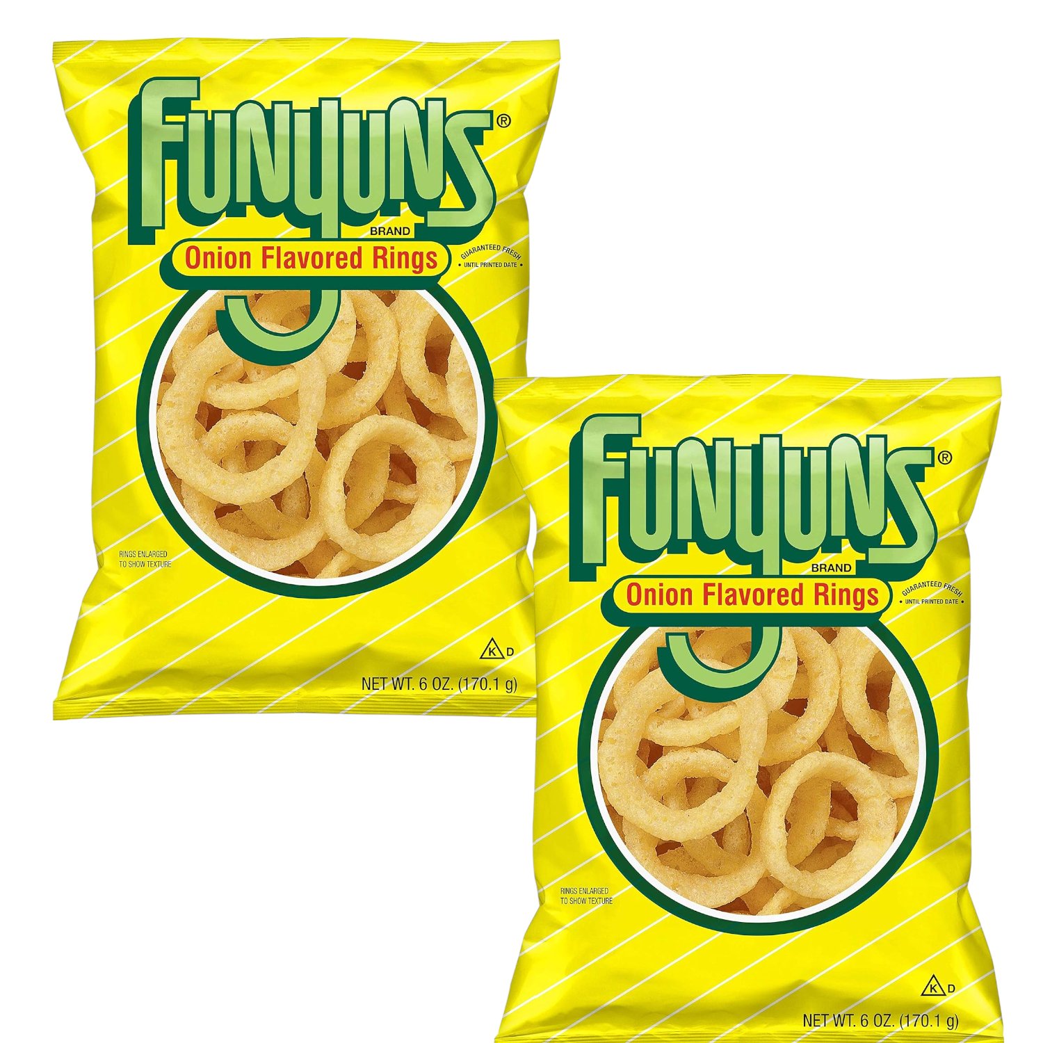 Funyuns ORIGINAL Onion Flavored Rings Snack Bag, 6 Oz. (2 Pack)