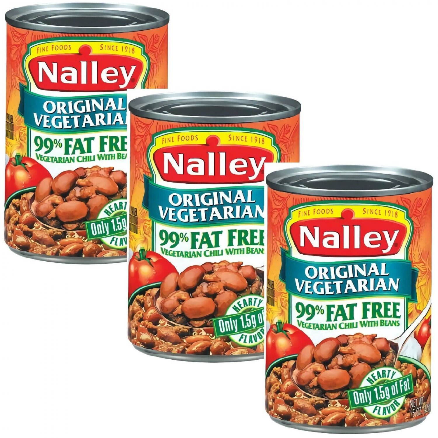 Nalley Original VEGETARIAN 99% Fat Free Chili (Pack of 3) MAR 2025+