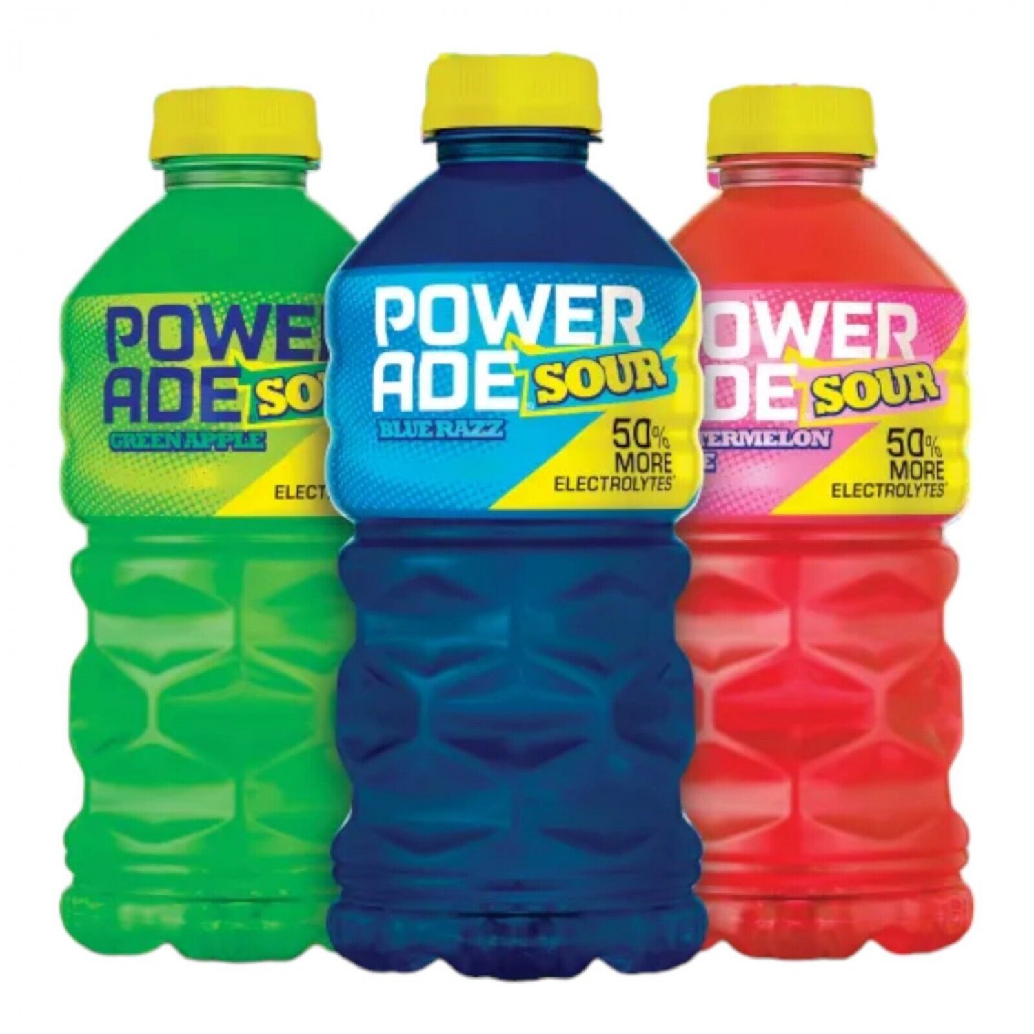 Powerade SOUR Sports Drink BLUE RAZZ 28Oz 80 Cals, 50% More ...