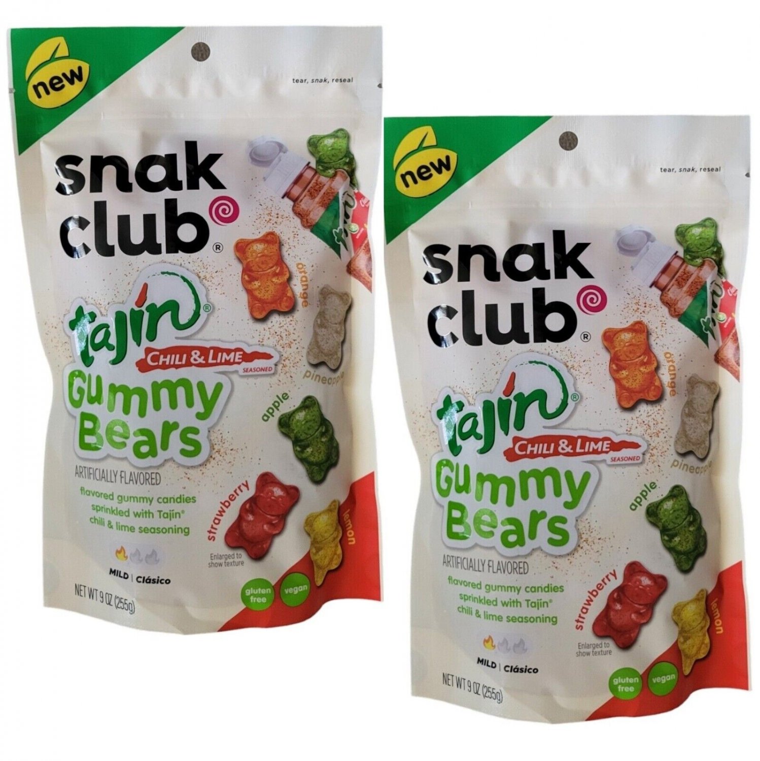 Snak Club Tajin Gummy Bears Chili & Lime 9 Oz (2 Bags) MAY 2024