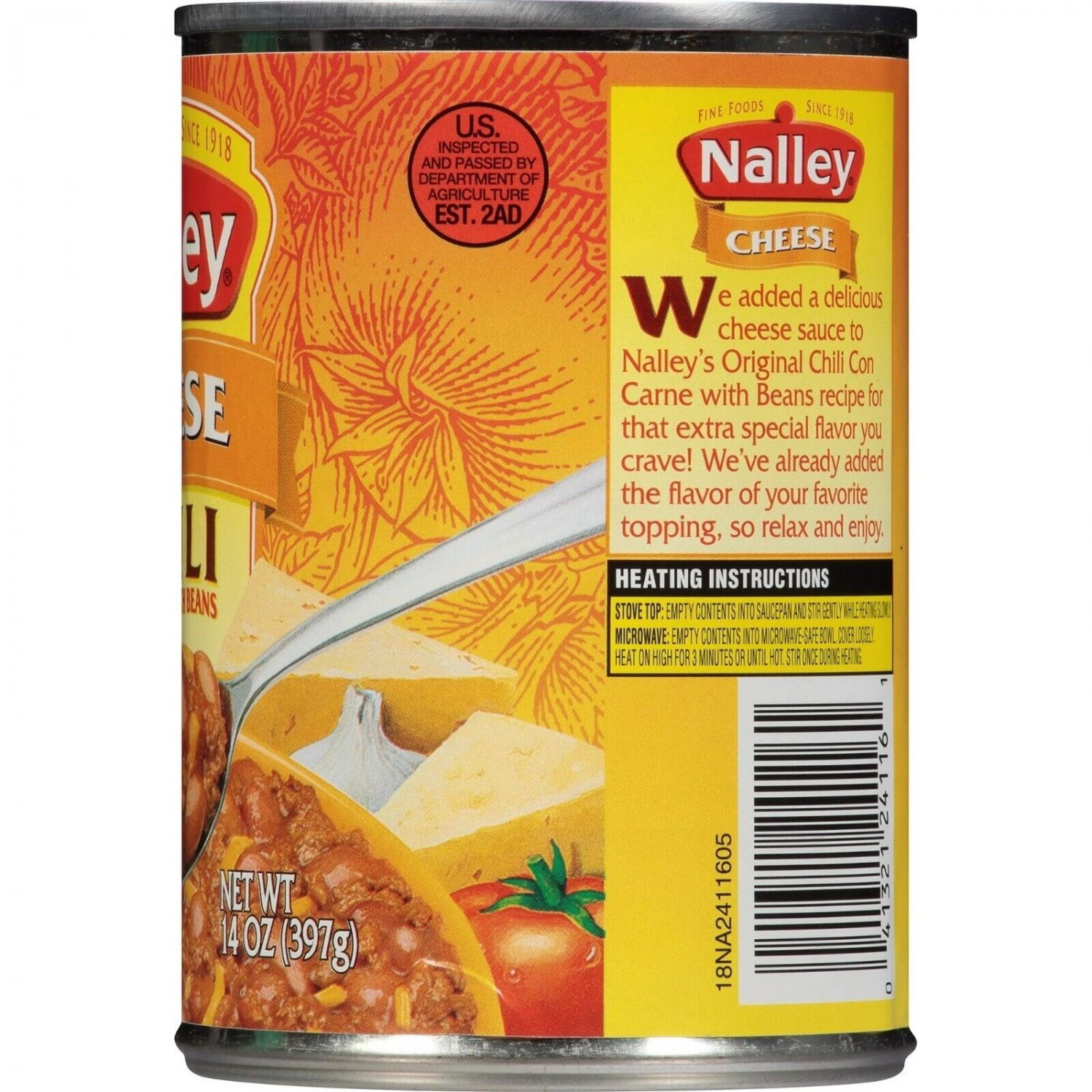 Nalley CHEESE Chili Con Carne w Beans 14-Oz. Cans (6 Pack)