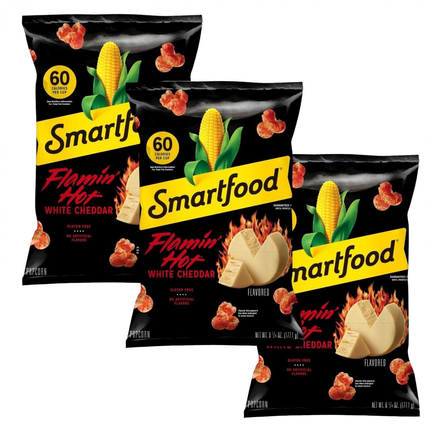 Smartfood FLAMIN' HOT WHITE CHEDDAR Popcorn, 6.75 Oz Bag (4 Bags)