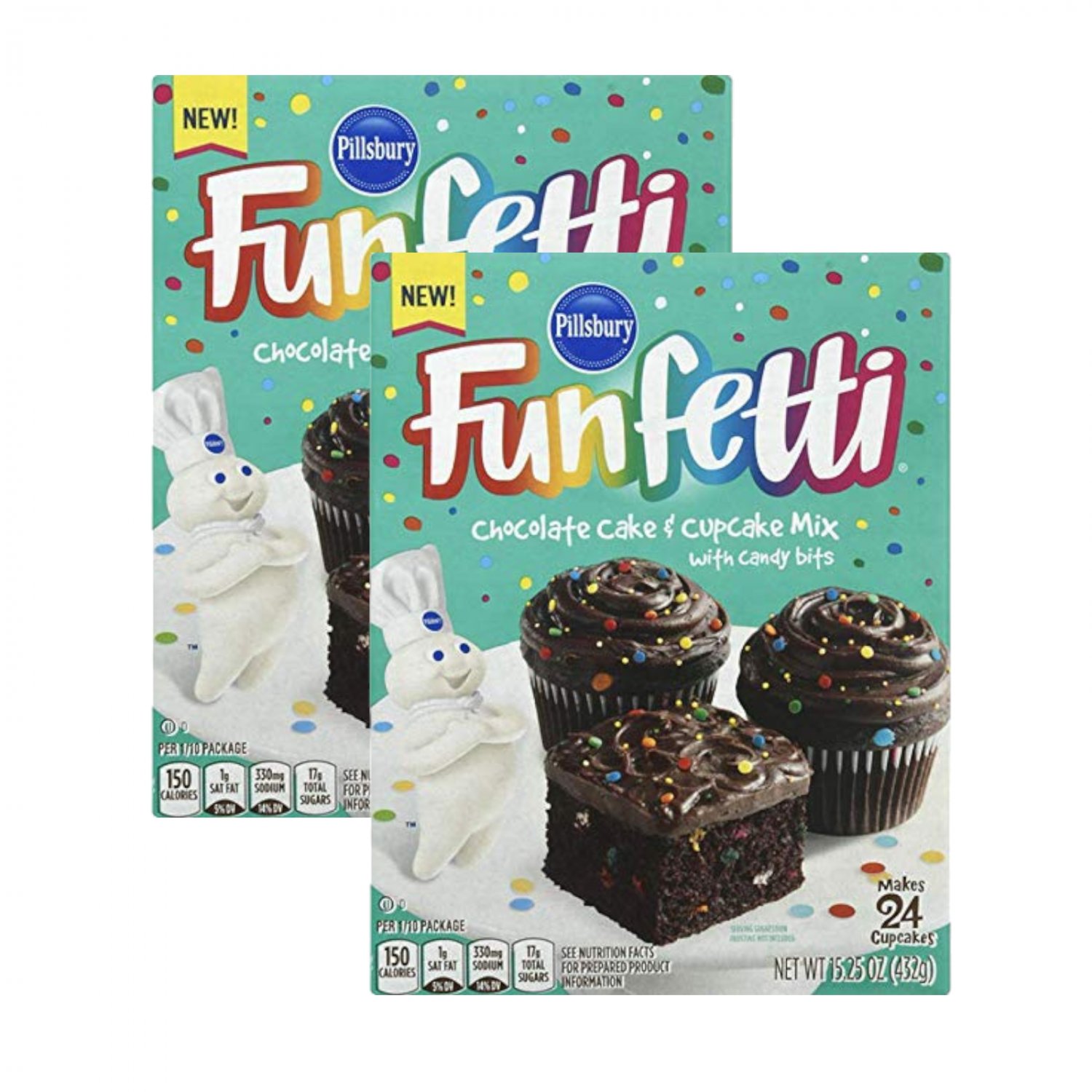 Pillsbury Funfetti Chocolate Cake And Cupcake Mix Candy Bits 15 25 Oz 2 Boxes