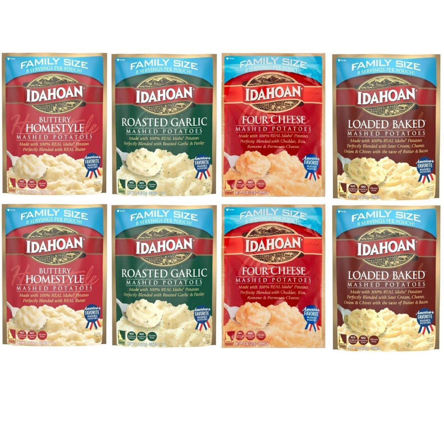 Idahoan Real Premium Mashed Potatoes Variety Pack 4 oz. Each, 8 Pack