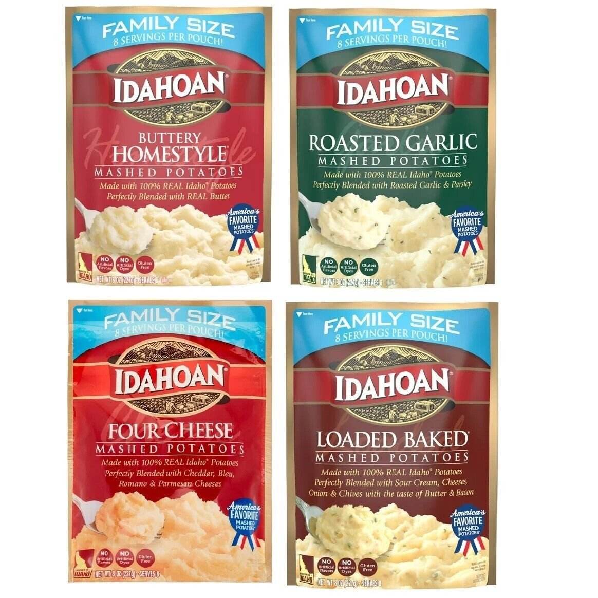 Idahoan Real Premium Mashed Potatoes Variety Pack 4 oz. Each, 8 Pack