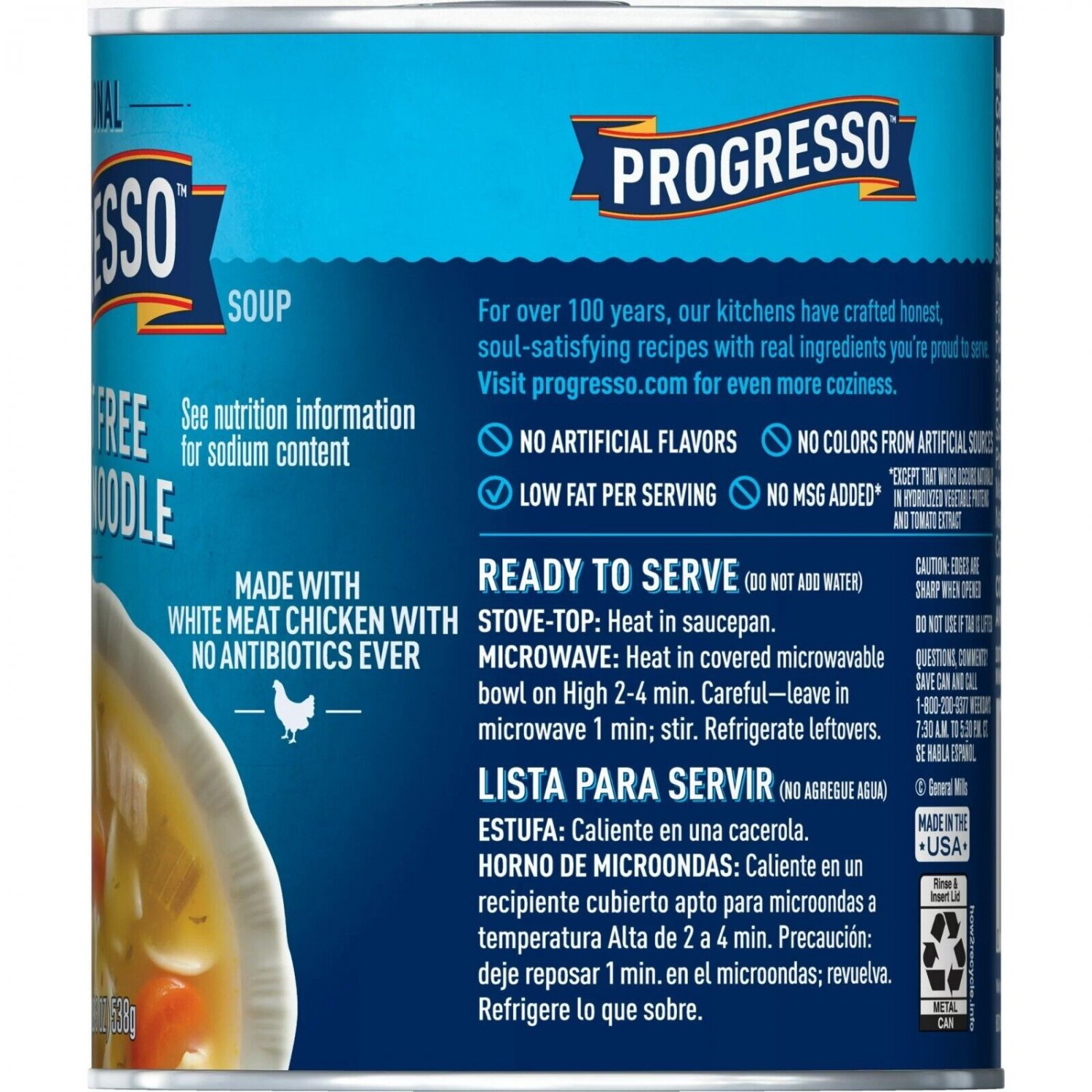 Progresso Traditional 99% FAT FREE CHICKE NOODLE Soup, 18.5 oz. (6 Cans ...