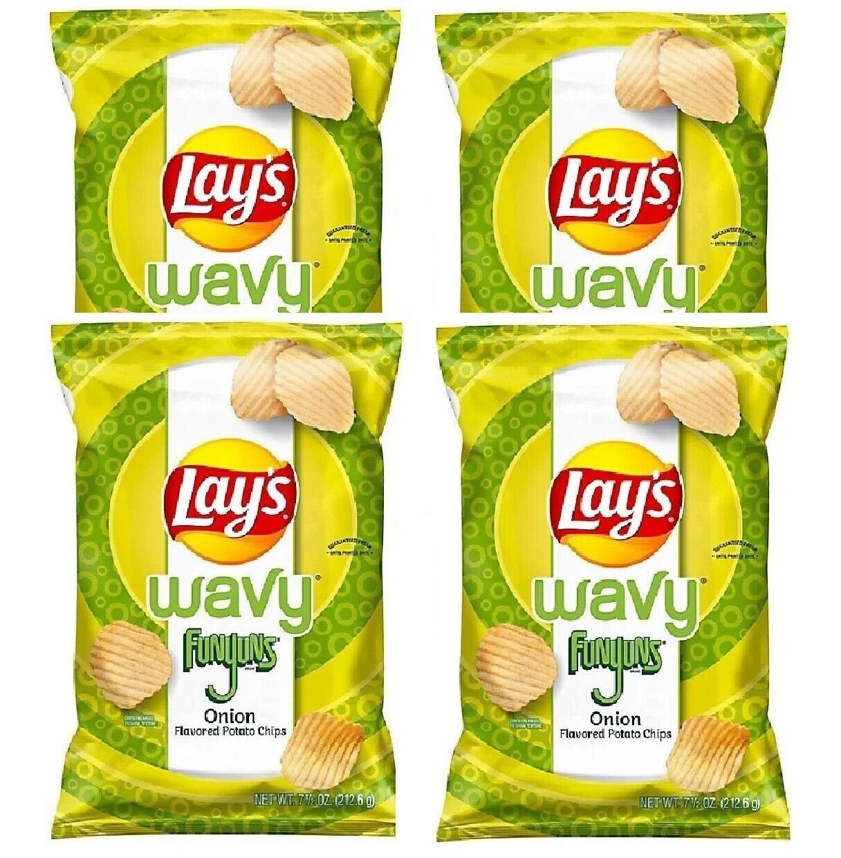 Lay's WAVY FUNYUNS Onion Potato Chips 7.75 Oz (4 Bags)