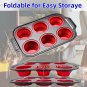 Silicone Muffin Pan 6 Cups Pans Metal Frame Nonstick Press to Easily Pop