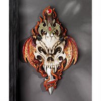 Skull and Sword Gothic Medieval Tribal Wall Sculpture Collectible Large 13" QS231931