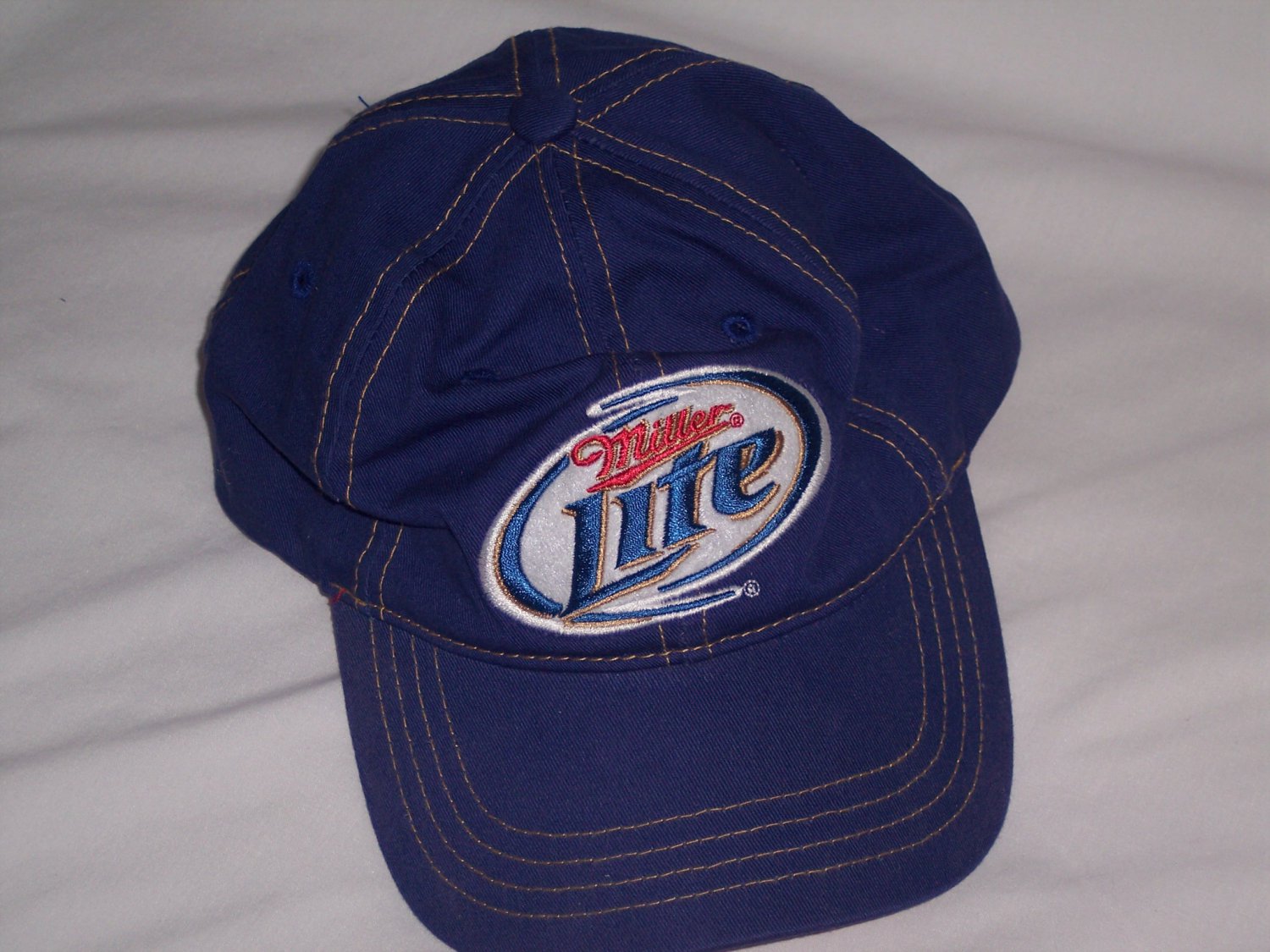 Miller Lite Beer Hat 100% Cotton Slouch Golf, Nascar Racing Velcro ...