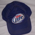Miller Lite Beer Hat 100% Cotton Slouch Golf, Nascar Racing Velcro Adjustable Strap Cap