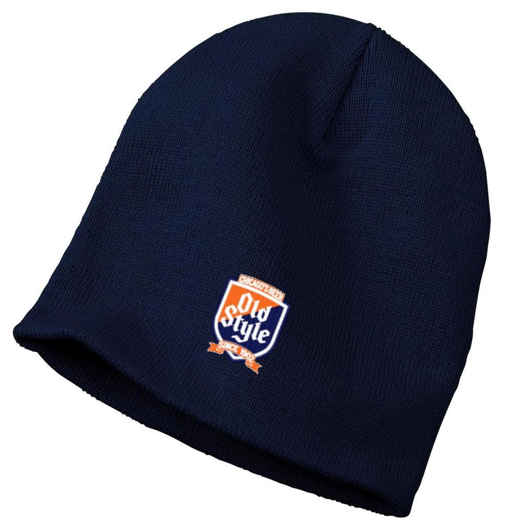 Old Style Chicago's Beer Chicago Bears Color Embroidered Logo Navy Hat Beanie Cap
