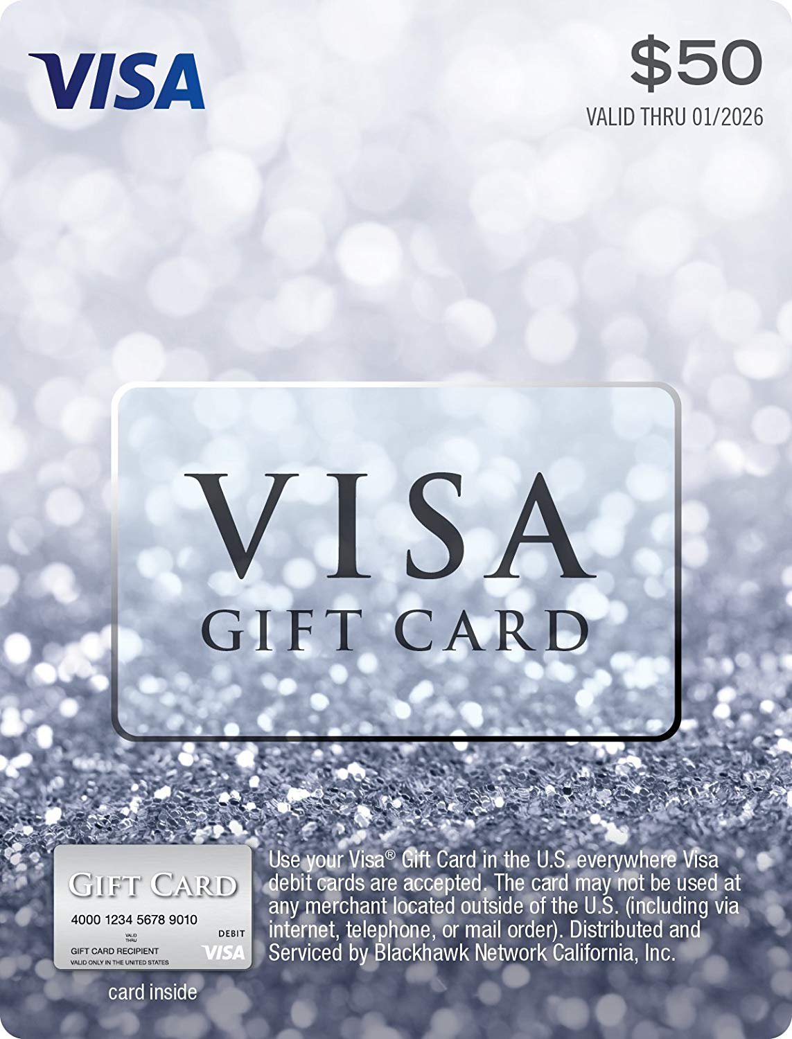 50 Visa Gift Card, Send FREE To Recipient w/ Message (Please Note