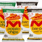 Middleswarth Weekender Kitchen Fresh (2 EA) Original & (2EA) Bar-B-Q Potato Chips 4-10 oz. Bags