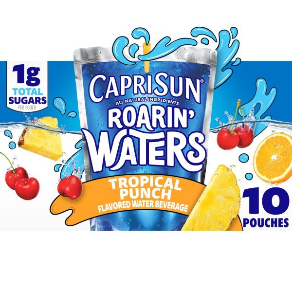 Capri Sun Tropical Tide Roarin' Waters Ready-to-Drink Beverage (40 Pouches, 4 Boxes of 10)