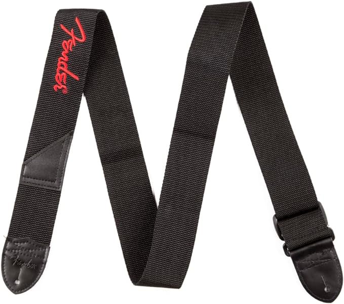 Fender Guitars Authentic Black w/Red Logo Guitar Strap