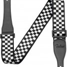 Guitar Strap Black & White Checkered w/Durable Nylon & Leather Ends