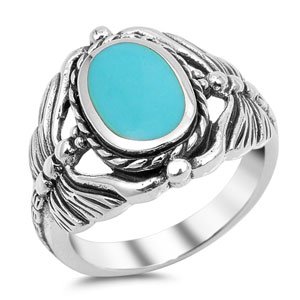 Genuine Turquoise Dragon Fly Sterling Silver Ring