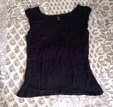 Gap Silky Black Empire Waist Sheer Top Size 2