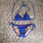 Old Navy Retro Purple Blue Stripe Triangle Halter And Side Tie Bikini Set XS