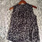Old Navy Leopard Print Gray Sleeveless Button Down Size Extra Small XS