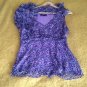 Purple Floral BCBG Max Azria Asymmetrical Sleeveless Chiffon Top Size Large L