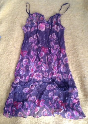 Choice By Calvin Klein Brown Patterned Silk Metallic Cami Tunic  Medium M