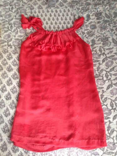 Twelfth Steet Cynthia Vincent Silky Coral Ruffle Sleeveless Top Size P