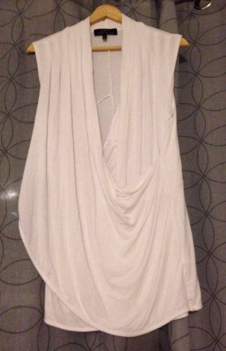 Robert Rodriguez White Grecian Style Drape Knit Sleeveless Blouse Medium M