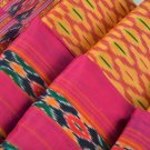 VINTAGE SARI HAND WOVEN PATOLA SAREE FABRIC PURE SILK FLORAL DECOR PINK LEMON