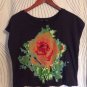 Truly Madly Deeply Black Digital Rose Oversize Tshirt Small S