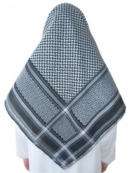White / Black Shemagh / Kufiya / Kafiya / Arab Scarf