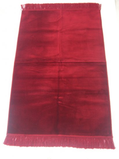 Crimson Red Islamic Prayer Rug, One-Coloured, Plain