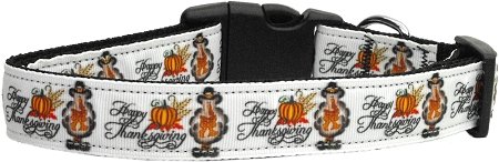 NEW HAPPY THANKSGIVING SIZE MEDIUM Dog Collar Soft Nylon